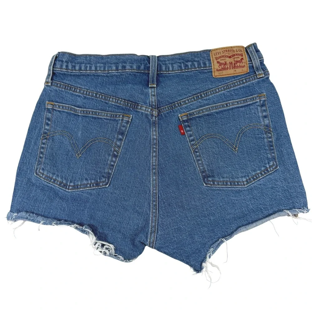 Levi's 501 Cutoff Denim Shorts W31 Blue Distressed Raw Hem - Picture 3 of 10